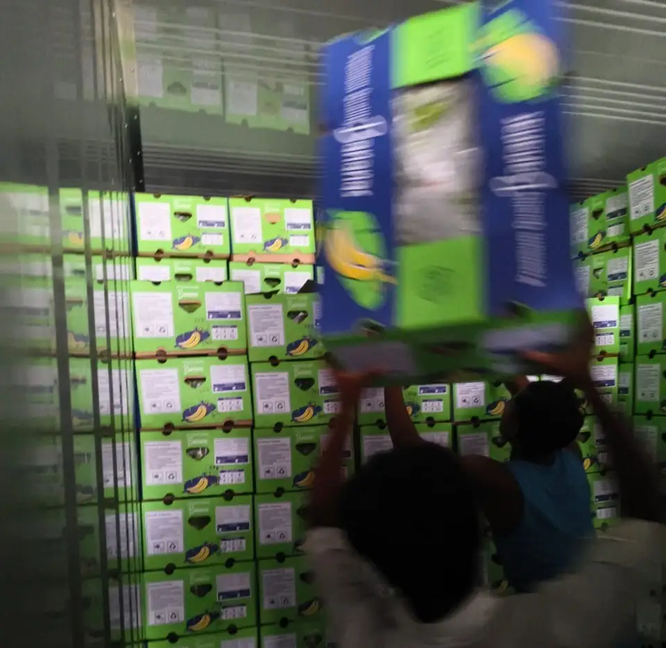A carton lifted to the top of the stack